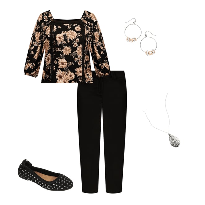 Plus Size Floral Crochet Trim Blouse