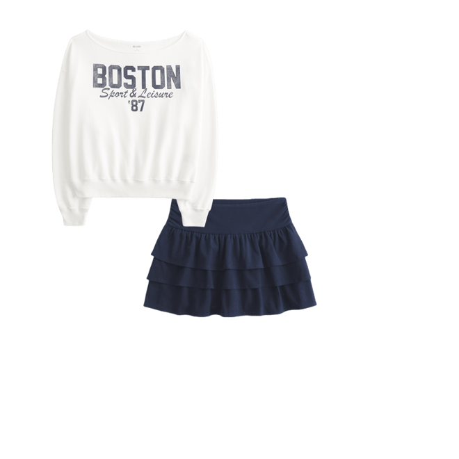 Easy Off-the-Shoulder Boston Sports Graphic Sweatshirt