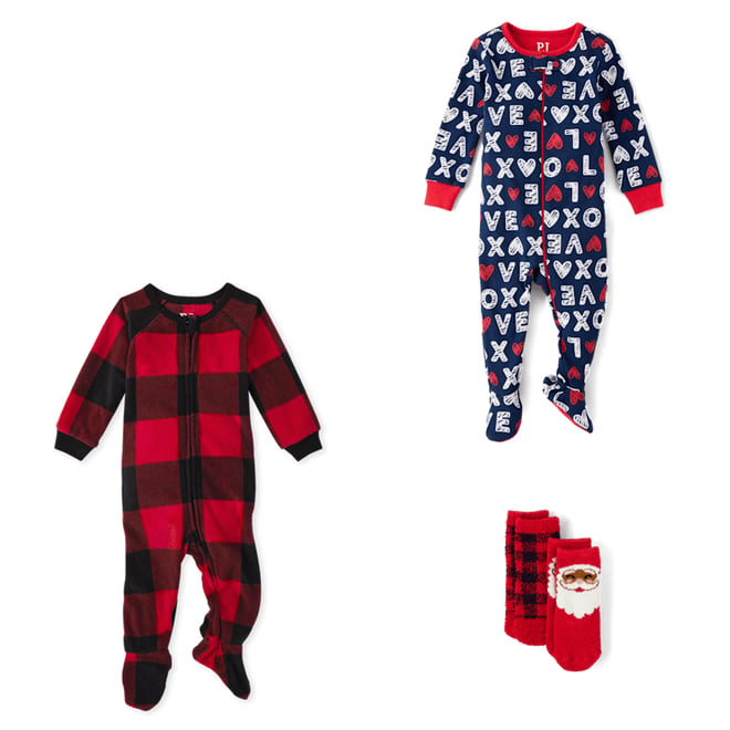 Unisex Baby And Toddler Matching Family Christmas Long Sleeve Buffalo Plaid Fleece Footed One Piece Pajamas RED The Children s Place CA