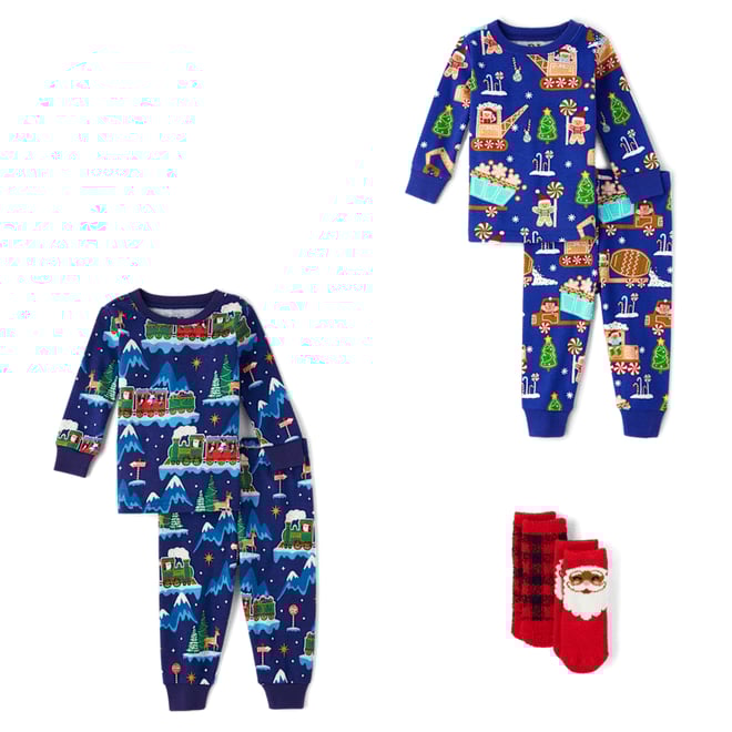 Unisex Baby And Toddler Christmas Long Sleeve Gingerbread Construction Print Snug Fit Cotton Pajamas BLUE The Children s Place CA