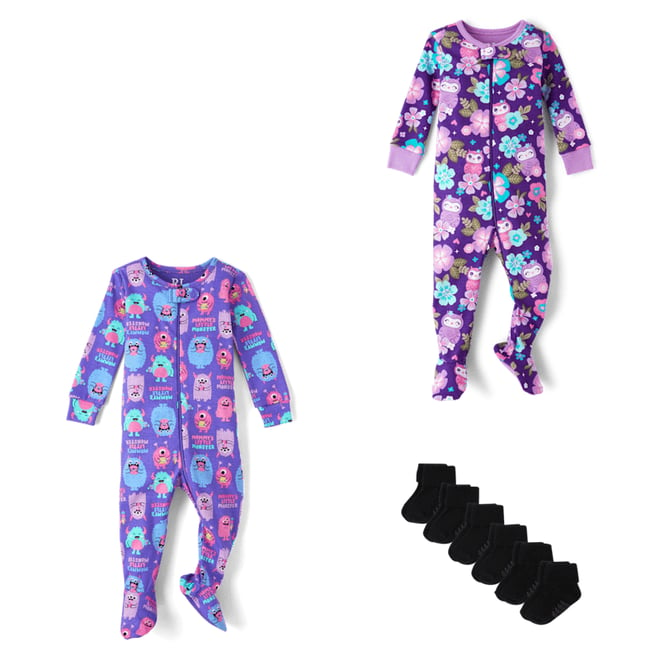 Baby shops Girl Footed Pajamas Bundle- 10 Pieces