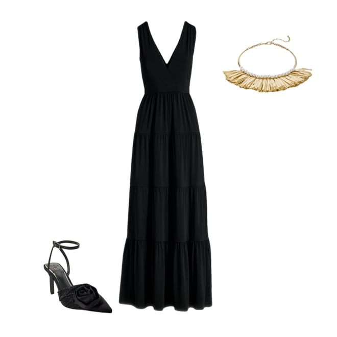 V Neck Tiered Knit Maxi Dress Rose Red