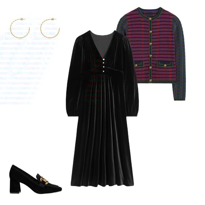 Jocelyn Velvet Tea Dress-Black | Boden USA Jocelyn Velvet Tea Dress-Black | Boden USA