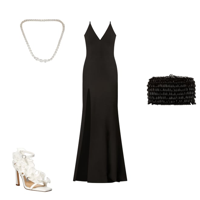 Dress the Population Iris Crepe Plunge V Neck Thigh High Slit Sleeveless Gown Dillard s