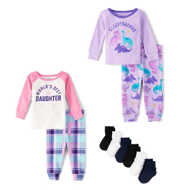 bebe et tout petit fille Manches longues Sleepysaurus Pyjama PURPLE The Children s Place CA