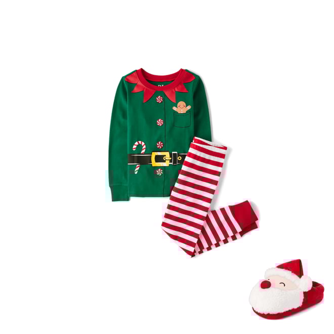Unisex Kids Christmas Long Sleeve Elf Snug Fit Cotton Pajamas WHITE The Children s Place CA