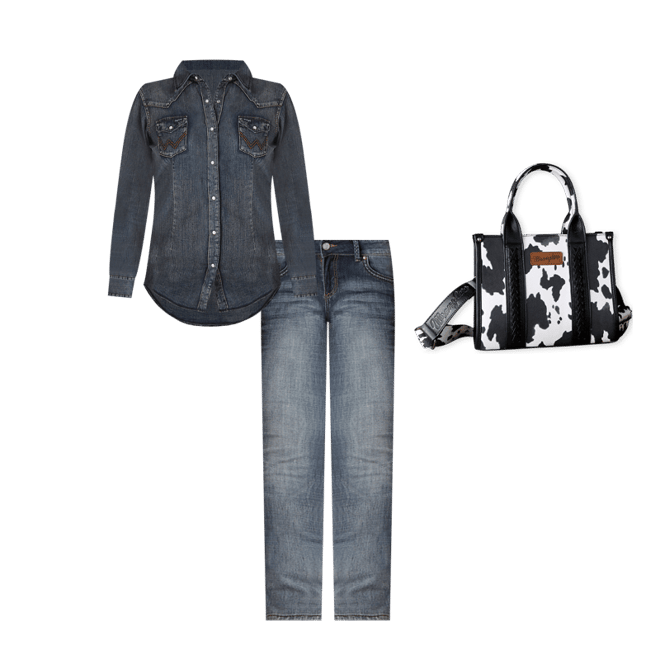 Women's Long Sleeve Western Snap Denim Top