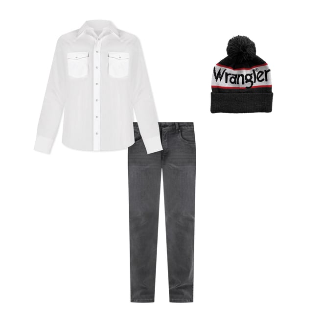 Wrangler® Western Snap Shirt - Long Sleeve Solid Broadcloth in White