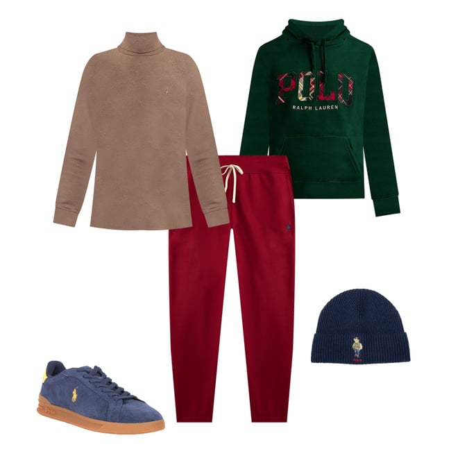 Burgundy fashion polo sweatpants