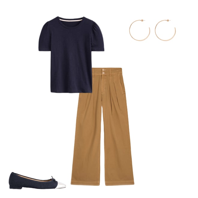 5th bundle featuring 3 items which compliment Cotton Puff Sleeve T-Shirt-Navy