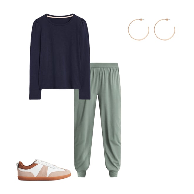 5th bundle featuring 3 items which compliment Cotton Crew Long Sleeve Top-Navy