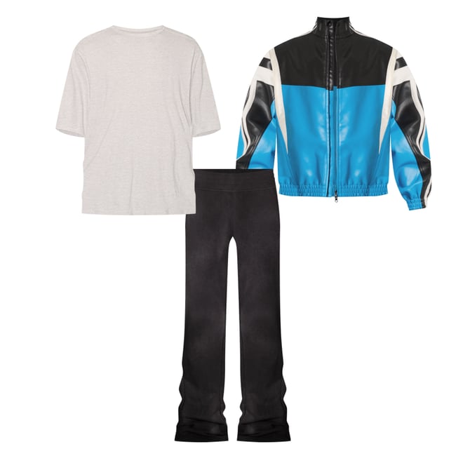 Icon Oversized PU Track Jacket - Blue/Black | mnml | shop now Icon Oversized PU Track Jacket - Blue/Black | mnml | shop now