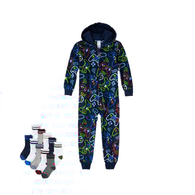 Boys Long Sleeve Gamer Print Microfleece One Piece Pajamas ORANGE The Children s Place CA