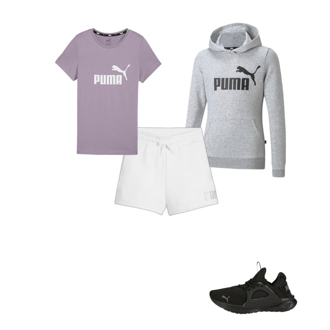 Girls grey puma hoodie hotsell