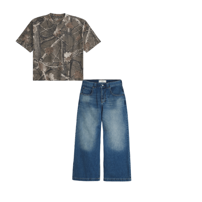 Boxy Heavyweight Crop Camo Crew T-Shirt