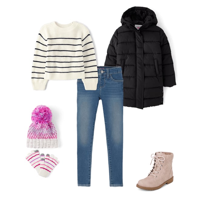9th bundle featuring 4 items which compliment Girls Quilted Long Puffer Jacket