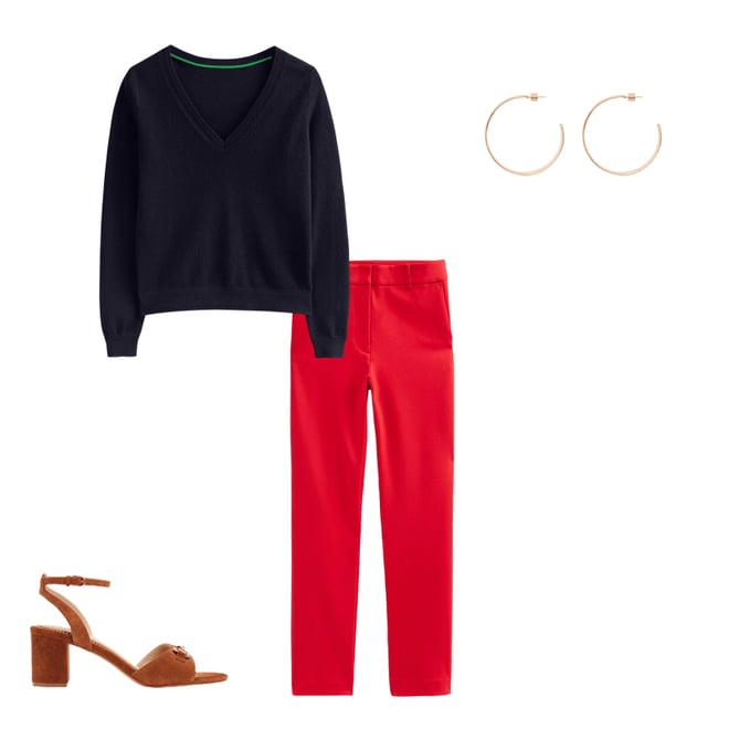 2nd bundle featuring 3 items which compliment Eva Cashmere V-neck Jumper-Navy