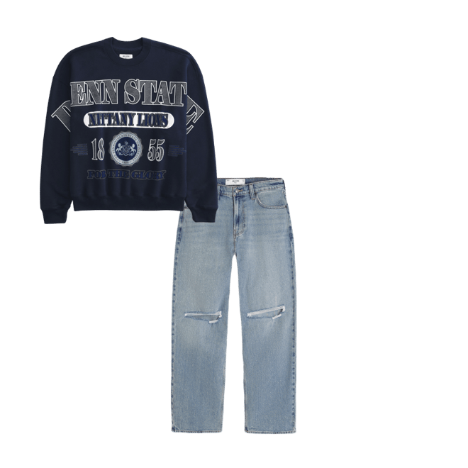 Ripped Medium Wash Baggy Jeans