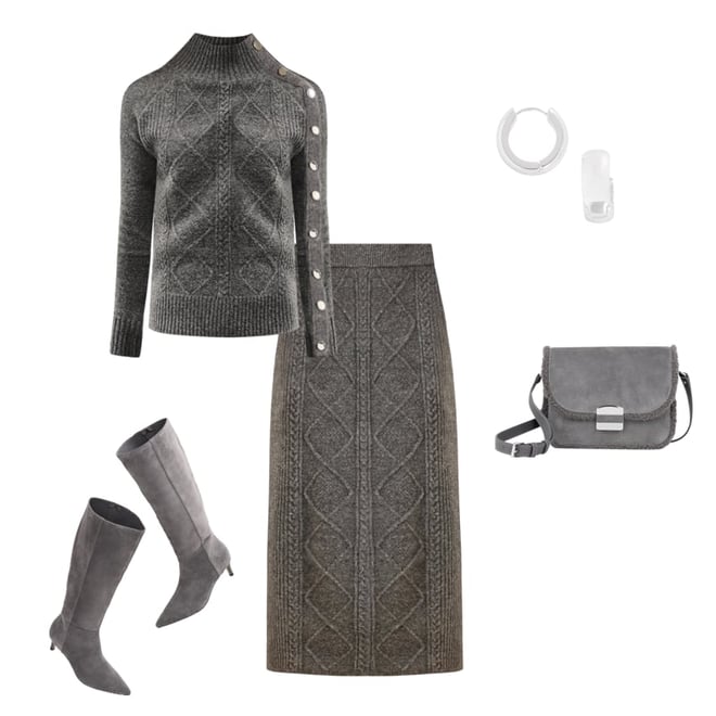 Gray Knitted Marginal hotsell Series Sweatshirt-Skirt Set