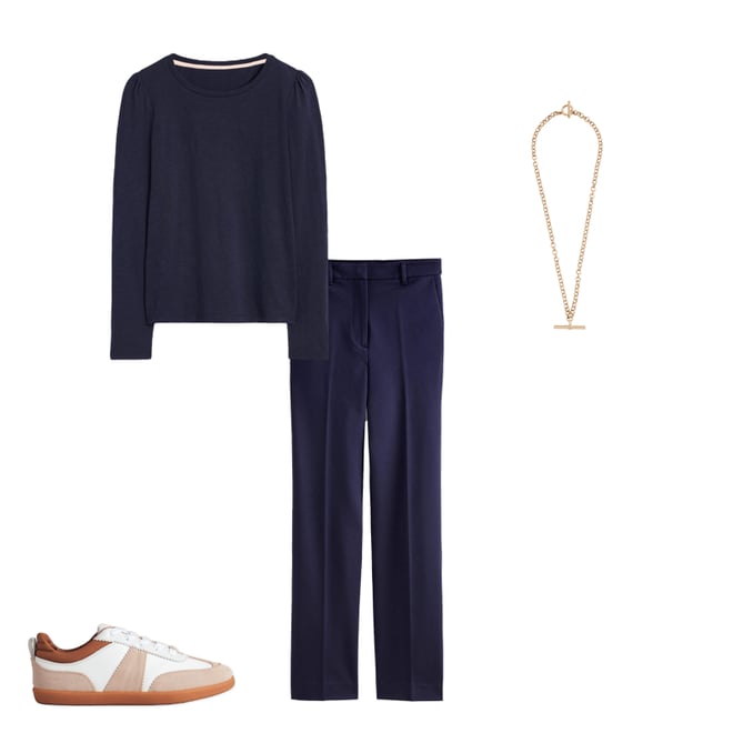 3rd bundle featuring 3 items which compliment Cotton Crew Long Sleeve Top-Navy