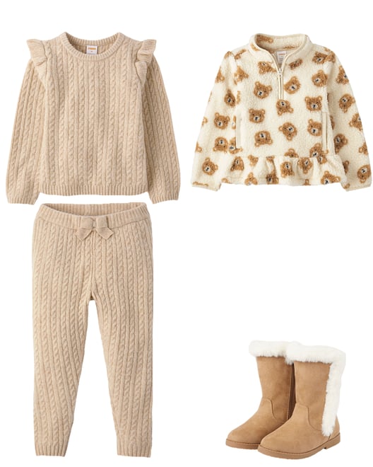 Boys Print Sherpa Half-Zip Pullover - Rustic Ranch - Hay stack