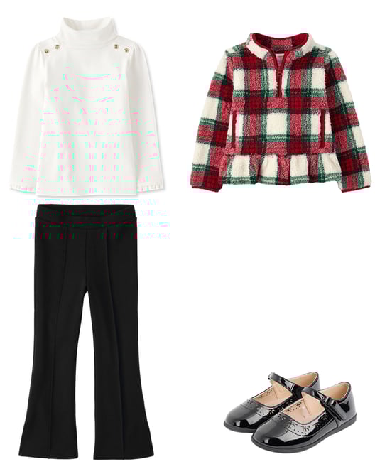 2nd bundle featuring 3 items which compliment Girls Plaid Sherpa Half Zip Pullover