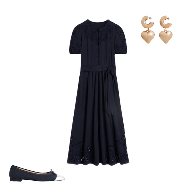 2nd bundle featuring 2 items which compliment Cutwork Detail Midi Dress-Navy