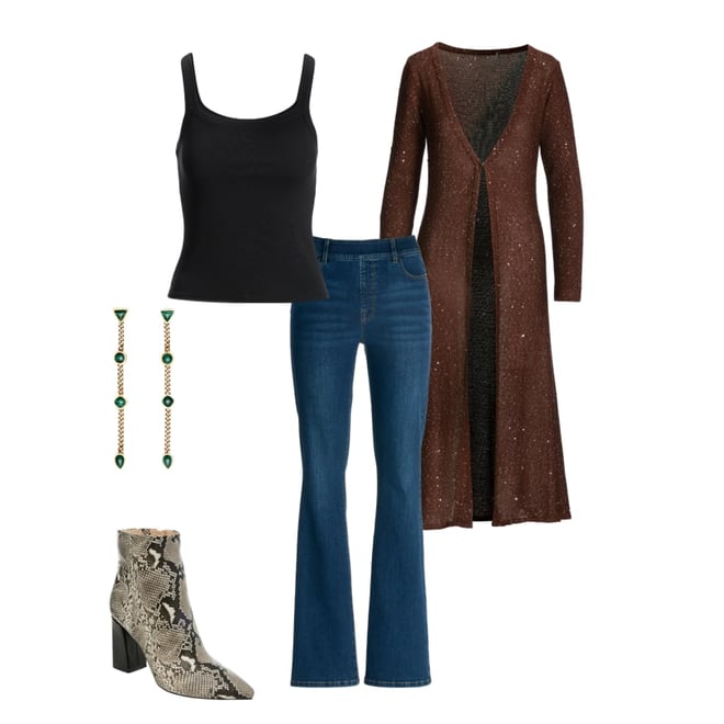 Mini Sequin Sweater Duster Safari Brown