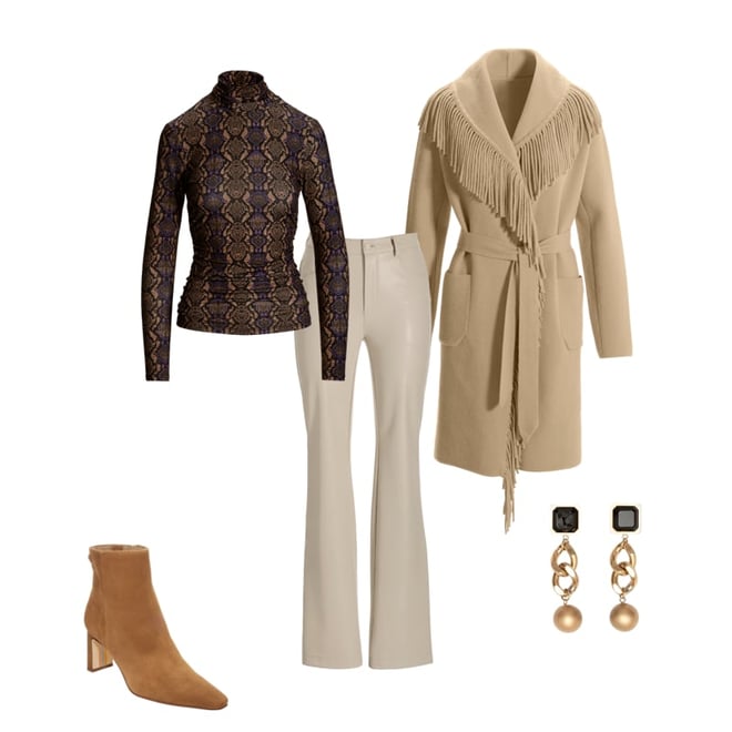 So Chic London Python Turtleneck Top Brown/Purple | Boston