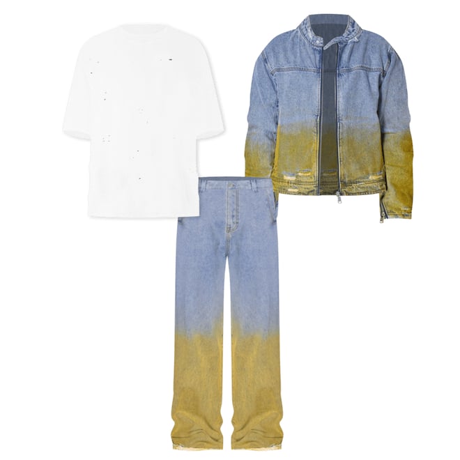 Dual Gradient Washed Denim Jacket - Blue | mnml | shop now Dual Gradient Washed Denim Jacket - Blue | mnml | shop now