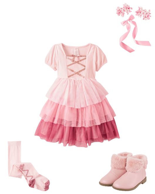 Girls Short Sleeve Ballet Tiered Dress Tiny Dancer PINK
