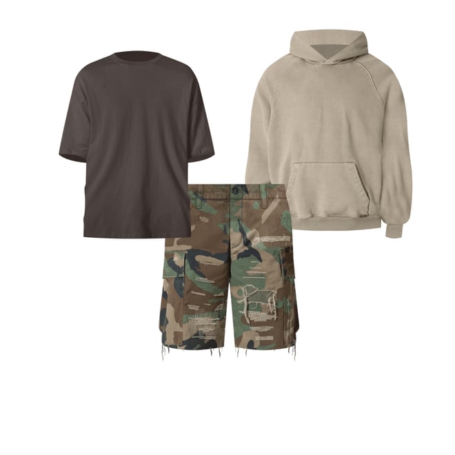 3rd bundle featuring 2 items which compliment Distressed Cargo Shorts - Camo