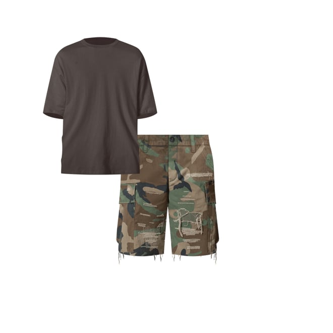 SCULPTOR】Twill Cargo Half Pants Forest Camo (SCULPTOR