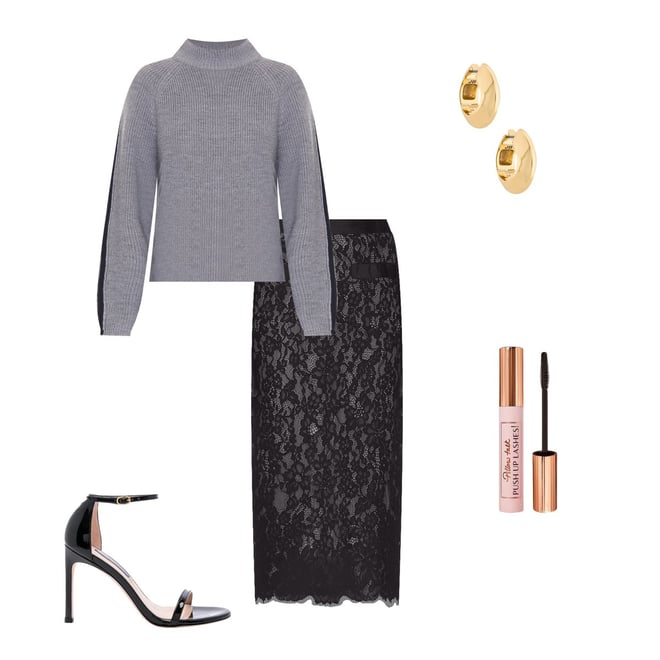 Helsa The Lace Midi Skirt in Black | REVOLVE