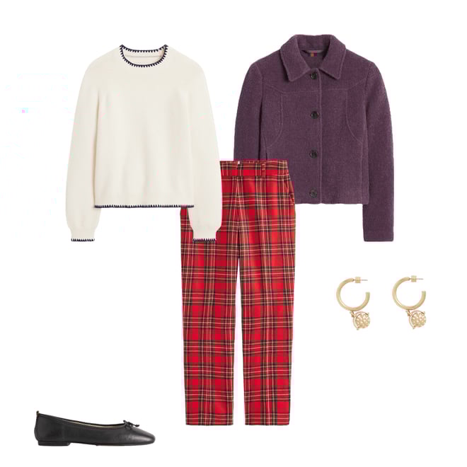 2nd bundle featuring 4 items which compliment Kew Wool Blend Trousers-Red and Blue Check