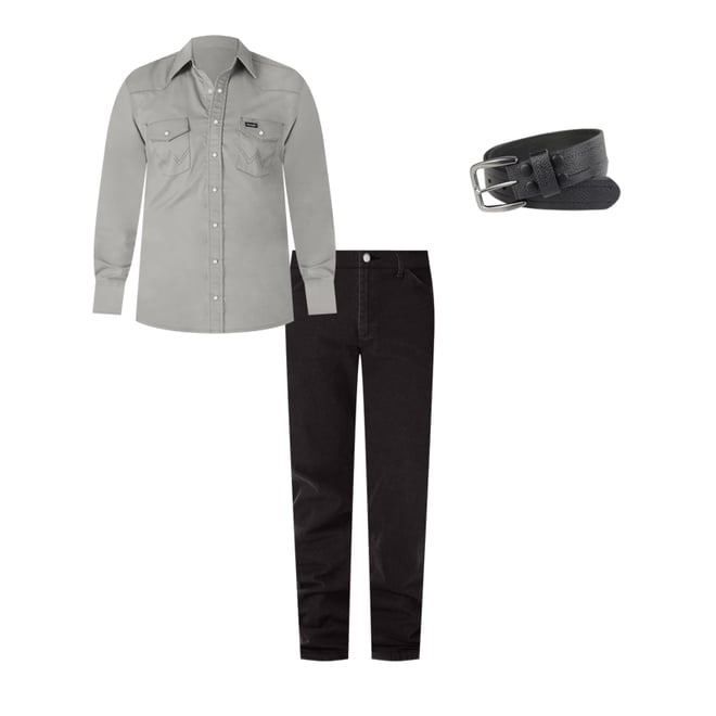 Men's Pebble Grain Leather Belt in Black