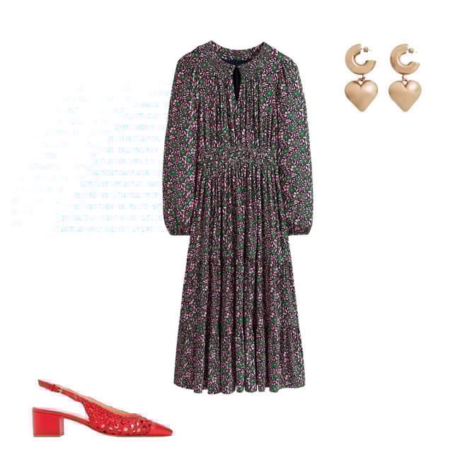 3rd bundle featuring 2 items which compliment Smock Tiered Jersey Midi Dress, Sherbet, Foliage Cluster