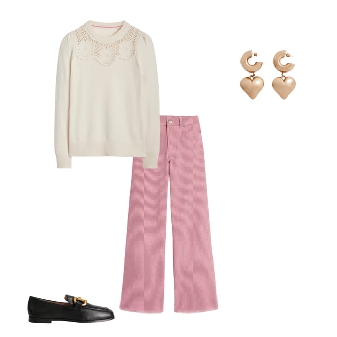 5th bundle featuring 3 items which compliment High Rise Wide Leg Jeans-Pink Stripe