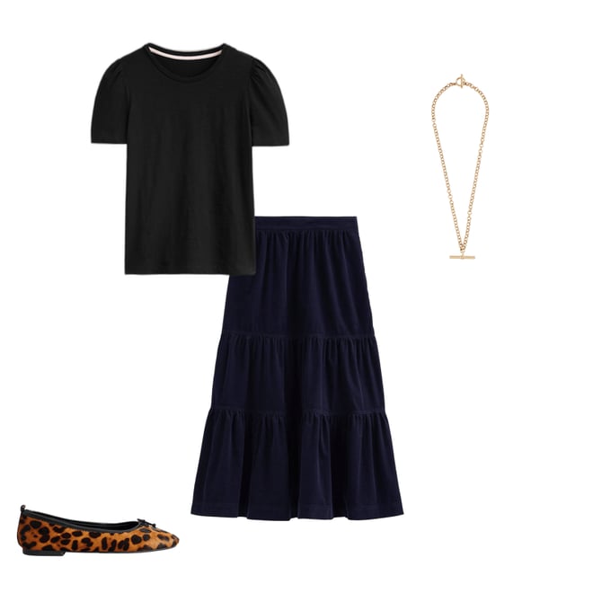 スカート VIVIANO / Tiered Skirt / Navy x Black VIVIANO / Tiered Skirt / Navy x Black | ふぁいん