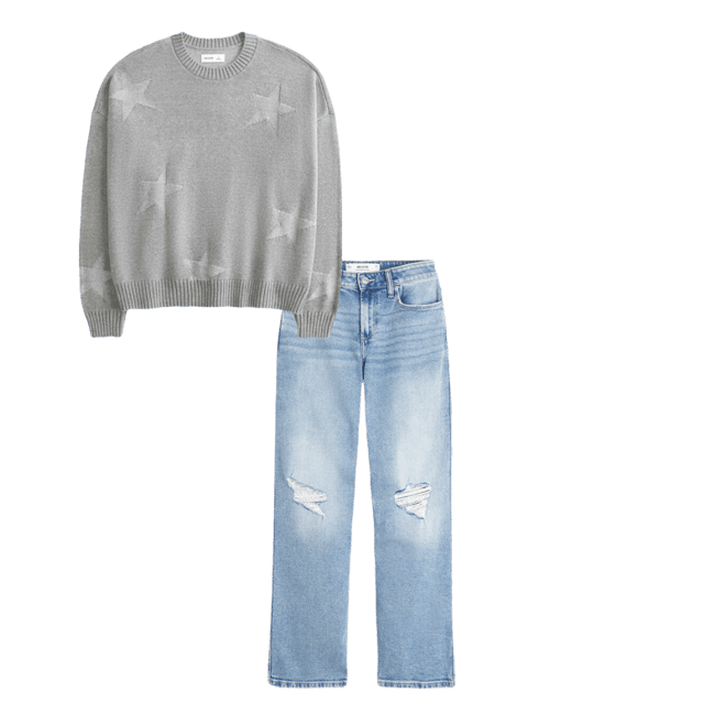 High-Rise Ripped Medium Wash Dad Jeans