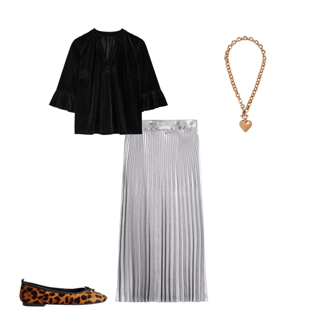 1st bundle featuring 3 items which compliment Camilla Metallic Midi Skirt-Silver