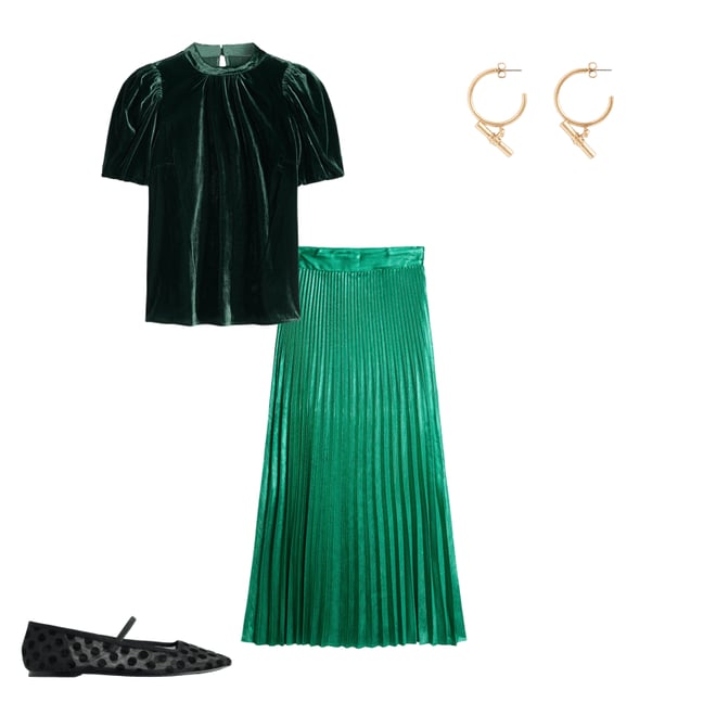2nd bundle featuring 3 items which compliment Top en velours à manches bouffantes - Vert