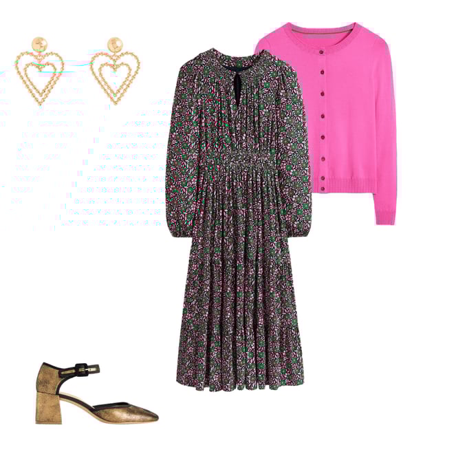 2nd bundle featuring 3 items which compliment Smock Tiered Jersey Midi Dress, Sherbet, Foliage Cluster
