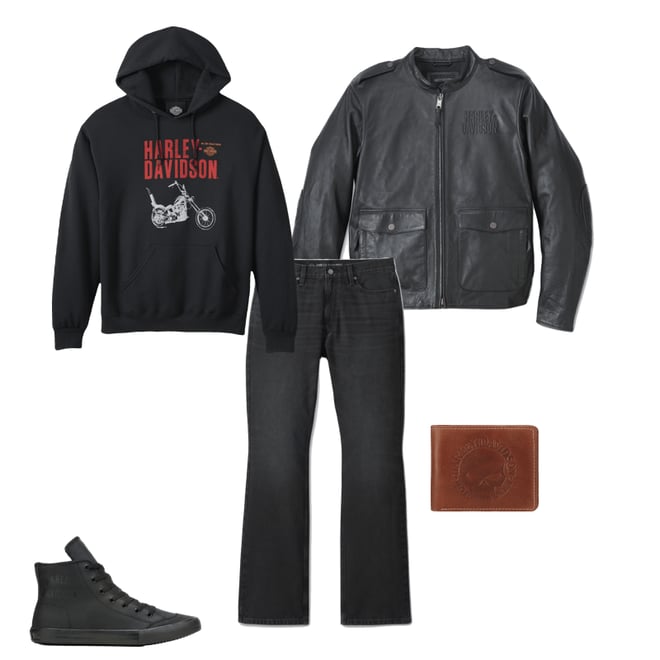 H-D Flex Layering System Captains Leather Jacket Outer Layer