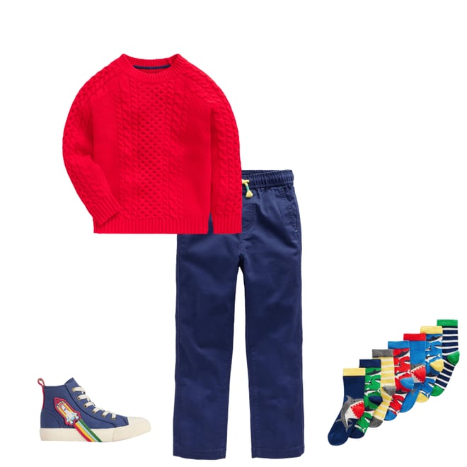 2nd bundle featuring 3 items which compliment Slim Pull-On Trousers-College Navy Twill