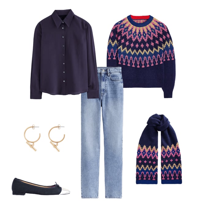 1st bundle featuring 5 items which compliment Chunky Fair Isle Scarf, Navy