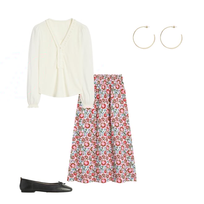 1st bundle featuring 3 items which compliment Double Cloth Smocked Skirt-Ivory, Garden Vine