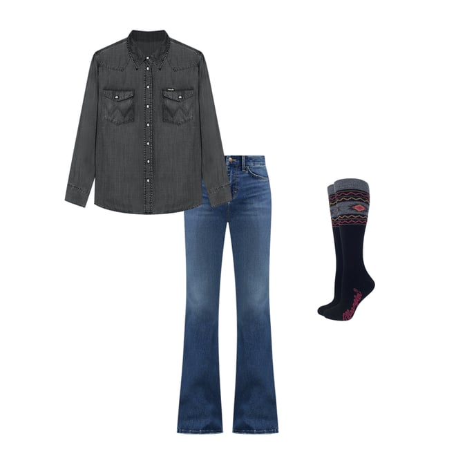 Women's Wrangler Bespoke High Rise Flare Jean in Lily