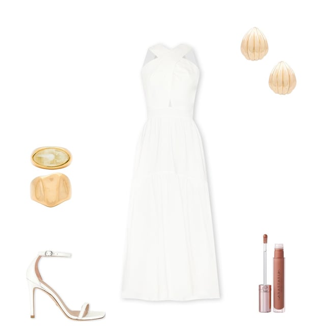 BCBGMAXAZRIA Day Dress in Gardenia | REVOLVE