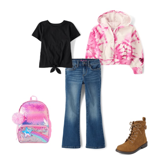 2nd bundle featuring 4 items which compliment Girls Tie Dye Sequin Heart Fleece Zip Up Hoodie